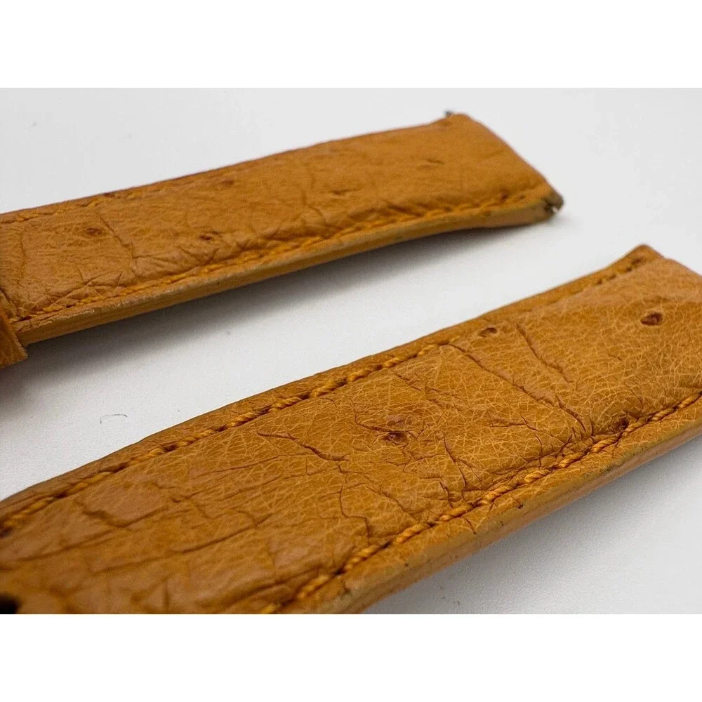 OEM Nicolet 1886 Tan Genuine Ostrich Leather Watch Strap 20mm Deployment Clasp